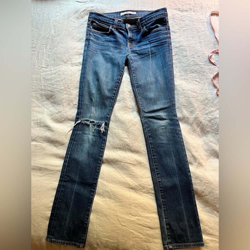 J Brand Petite Pencil Leg Distressed Ink Wash